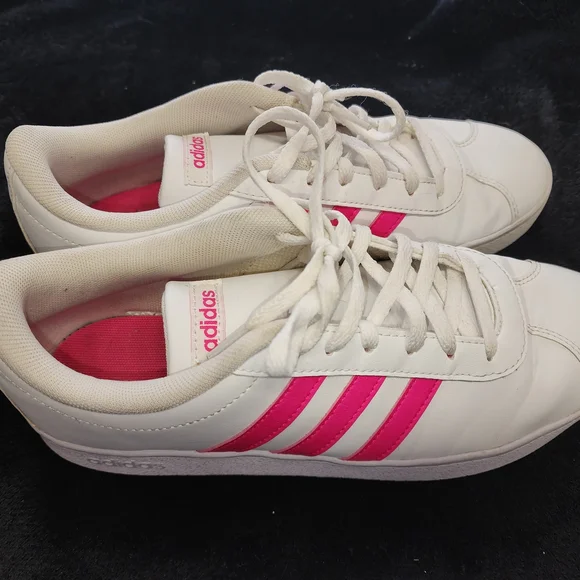 Adidas Women's White and Pink Sneakers - Picture 2 of 4